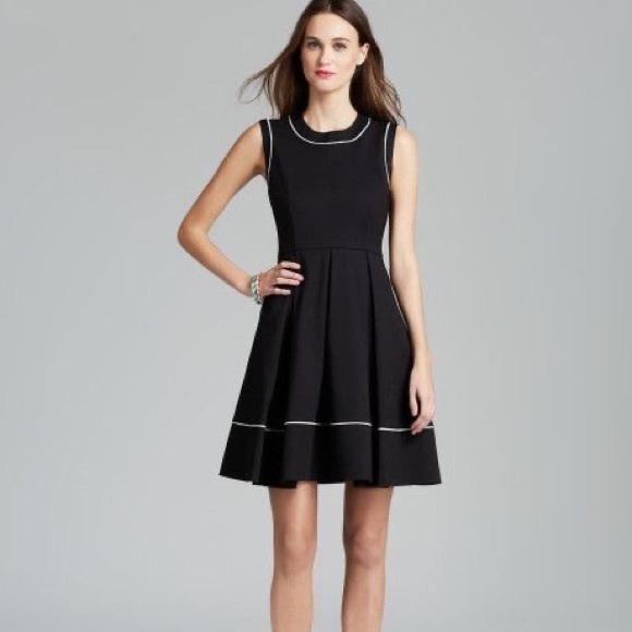 Kate Spade Hope Fit & Flare Dress Size 14 Black with white piping detail -  LBD